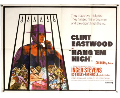 Hang Em High (1968) British Quad film poster, Western starring Clint Eastwood, folded, 30 x 40 inches. Provenance: From The M