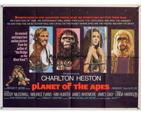 Planet of The Apes (1968) British Quad Film poster, starring Charlton Heston, folded, 30 x 40 inches. Provenance: From The Mi