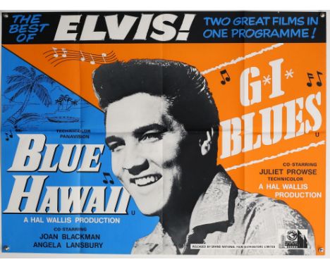 Elvis Presley Blue Hawaii / GI Blues (1961) British Quad double bill film poster, folded, 30 x 40 inches. Provenance: From Th