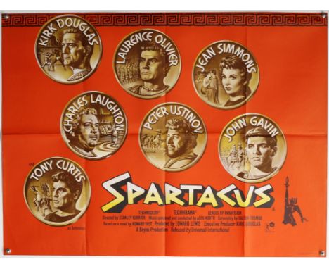 Spartacus (1960) British Quad film poster, artwork by Saul Bass, directed by Stanley Kubrick, folded, 30 x 40 inches. Provena