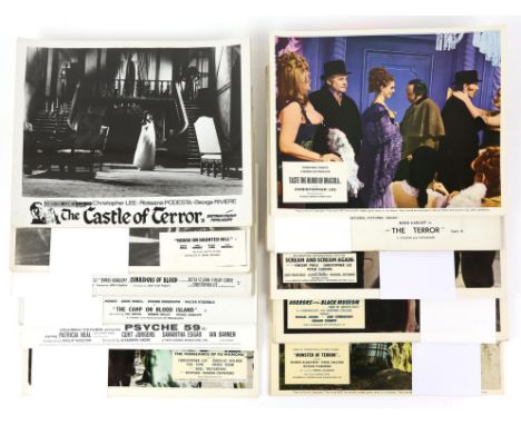 27 sets of horror-related Front of House cards including Corruption starring Peter Cushing, Taste the Blood of Dracula starri