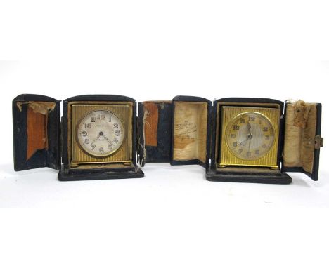 A Zenith Gilt Metal Eight-Day Travelling Clock, of square form with engine turned decoration, retailed by Dibdin and Co Ltd, 