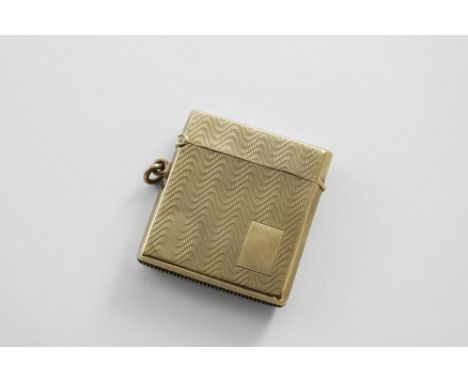 AN EARLY 20TH CENTURY 9 CT. GOLD VESTA CASE with wavy engine-turning and a vacant rectangular cartouche, by Deakin &amp; Fran