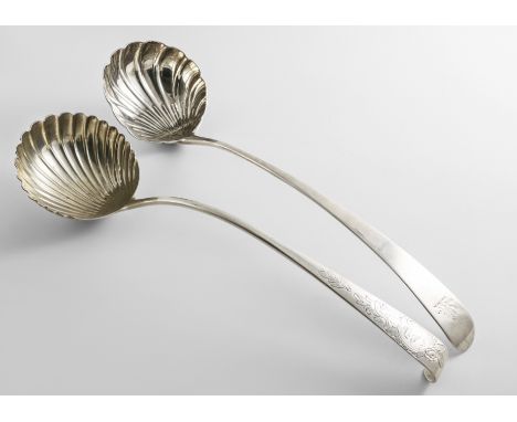A GEORGE III IRISH HOOK-END SOUP LADLE with a fluted circular bowl &amp; a chased upper stem, crested by John Craig, Dublin 1