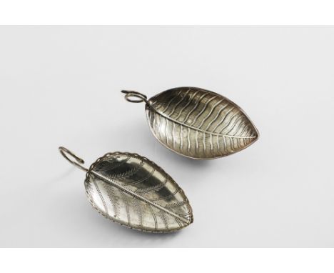A GEORGE III LEAF-SHAPED CADDY SPOON  with engraved veins, and a pierced gallery, by Cocks &amp; Bettridge, Birmingham 1804 a