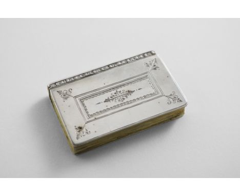 AN EARLY GEORGE II SILVER SNUFF BOX in the form of a book, engraved to simulate tooled binding, traces of a maker's mark, uns