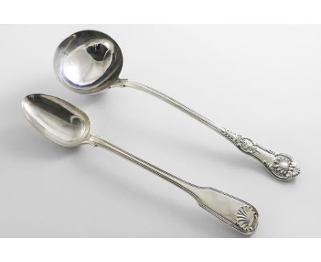 A GEORGE IV SILVER BASTING SPOON Fiddle, Thread &amp; Shell pattern (with Union Shell heel), by William Chawner, London 1829 