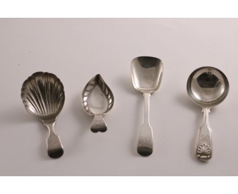 A GEORGE III SILVER CADDY SPOON with a leaf-shaped bowl and an engraved border, initialled, by William Pugh, Birmingham 1809 