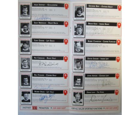 MANCHESTER UNITED EUROPEAN CUP 1968   Signed menu for the Grand Reunion Dinner, 28/5/1998, 30 years after United defeated Ben