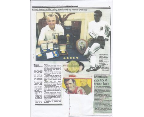 TERRY PAINE   Collection of items relating to Terry Paine receiving his World Cup Medal in 2007, over 40 years after England 