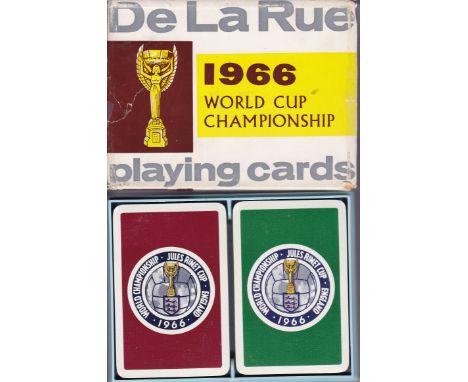 1966 WORLD CUP    Two packs of De la Rue World Cup 1966 playing cards, unopened, cards have World Cup 1966 Logo on one side a