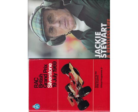 JACKIE STEWART       Hardback copy of Jackie Stewart Biography "A Restless Life" with a signed colour photograph of Stewart l