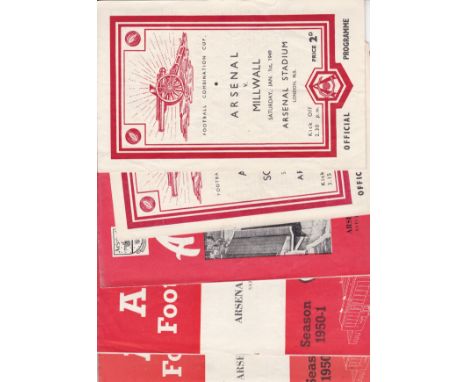 ARSENAL        Five home programmes for Reserve team matches 1948/9 v. Millwall and Southampton both Cup, 1949/50 v. Brighton