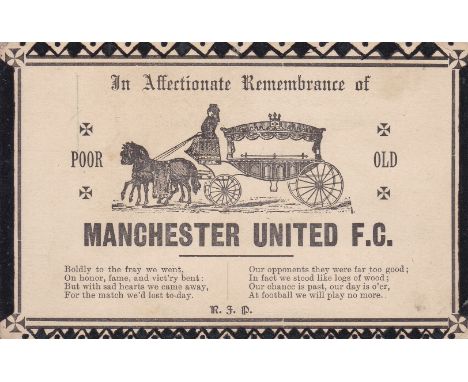 MANCHESTER UNITED   In Memoriam card from the early days of Manchester United, possibly 1900s when these cards were more comm