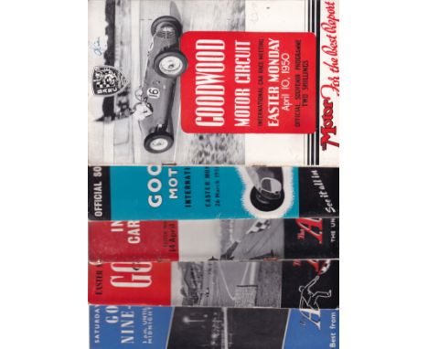 MOTOR RACING       Five scarce programmes for Events 1950-55 held at Goodwood. Four took place on Easter Mondays 1950, 1951, 