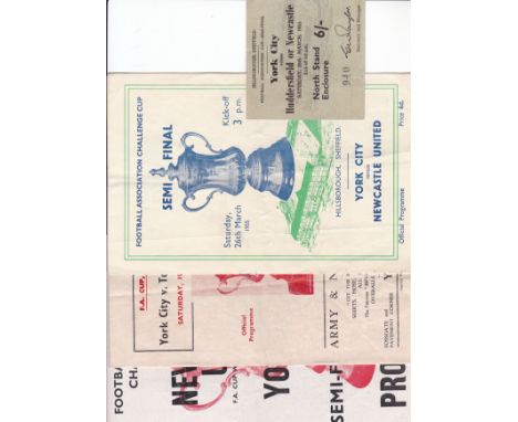 YORK CITY CUP RUN 1955  Four items from the 1955 famous York City Cup run when they reached the Semi-Finals, ticket for the S