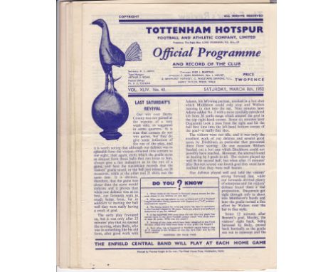 TOTTENHAM   Collection of 16 Reserve programmes all at  White Hart Lane. 1 x 51/2 v Southend and 15 x 52/3 inc v Chelsea (Lea
