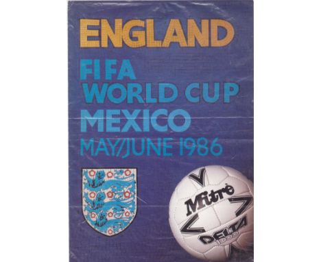 WORLD CUP MEXICO 1986       An official 6 page fold out England Press Information pamphlet plus itineraries for the playing p