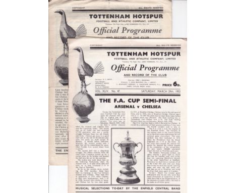 ARSENAL V CHELSEA 1952     Two programmes for the FA Cup Semi-Final and Replay played at Tottenham Hotspur FC on 5 & 7/4/1952
