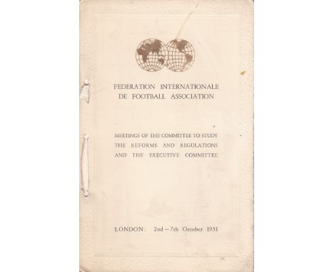 FIFA ITINERARY 1951         A dual language itinerary in English and Spanish with holes in the front cover where ribbons coul