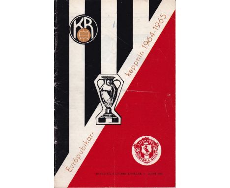 LIVERPOOL       Programme for the first European competition match away v. KR of Reykjavik 17/8/1964, which is slightly creas