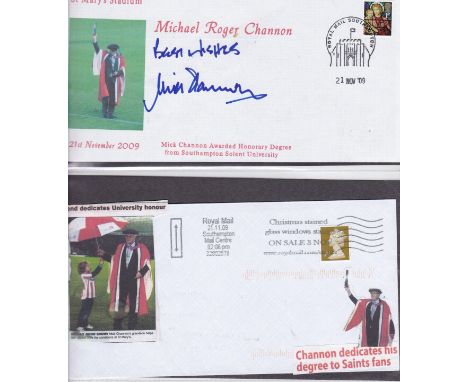 MICK CHANNON   Collection of items relating to Mick Channon receiving an honorary degree at Southampton Solent University in 