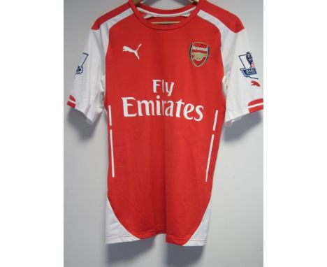 MATCH WORN SHIRT / MATHIEU DEBUCHY / ARSENAL        Red with white short sleeve shirt worn in season 2014/15. Authenticated b