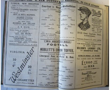 LIVERPOOL / EVERTON 1925-1926     Very good bound volume, 1925-1926 containing 48 programmes for Liverpool and Everton 1925-1