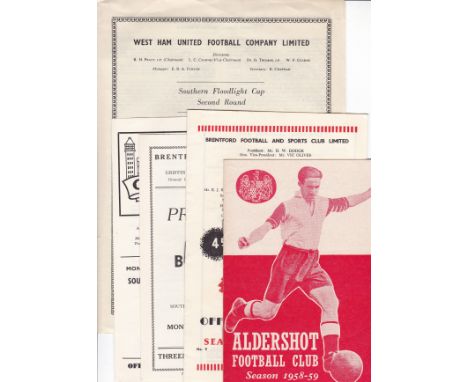 ARSENAL         Five away programmes in the Southern Professional Floodlight Cup, first team competition, v. West ham United 