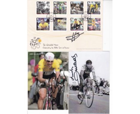 TOUR DE FRANCE WINNERS     A First Day Cover issued in 2013 to commemorate the 100th anniversary of the Tour de France, signe