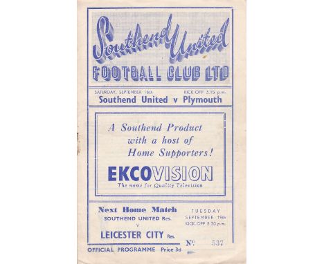 SOUTHEND 50-51   Eleven home programmes, 50-51 including games v Plymouth, Torquay, Bournemouth , Watford, Newport and Colche