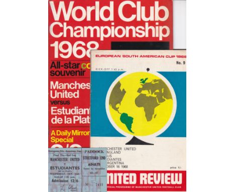 WORLD CLUB CHAMPIONSHIP 1968  Match ticket, programme and Daily Mirror Souvenir booklet for the 1968 World Club Championship,