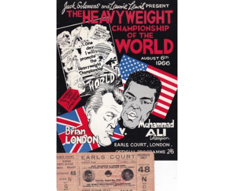 MUHAMMAD ALI-BRIAN LONDON 1966   Programme and ticket for World Heavyweight Title fight, Muhammad Ali v Brian London at Earls