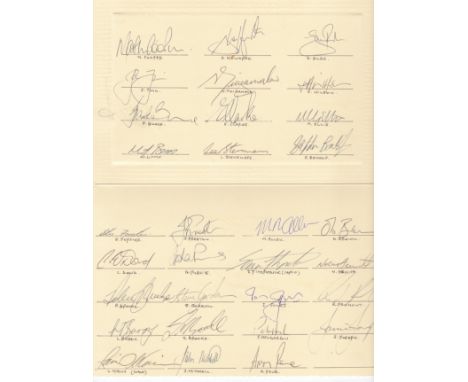 ALL BLACKS TOUR TO UK 1993      Two fold over cards containing the New Zealand All Blacks autographs 1993 plus the Scotland t