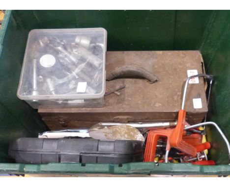Box of mixed tools including sockets. Not available for in-house P&amp;P, contact Paul O'Hea at Mailboxes on 01925 659133 
