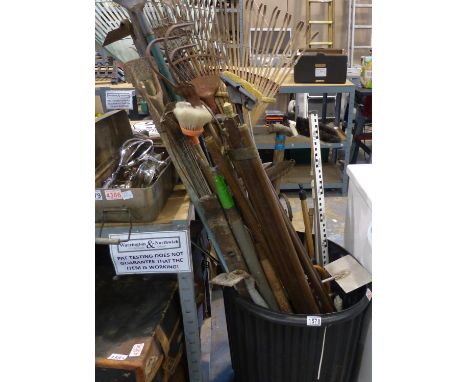 Dustbin of mixed garden tools, bin not included. Not available for in-house P&amp;P, contact Paul O'Hea at Mailboxes on 01925