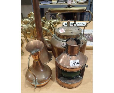 Mixed copper including a Miners lamp. Not available for in-house P&amp;P, contact Paul O'Hea at Mailboxes on 01925 659133 