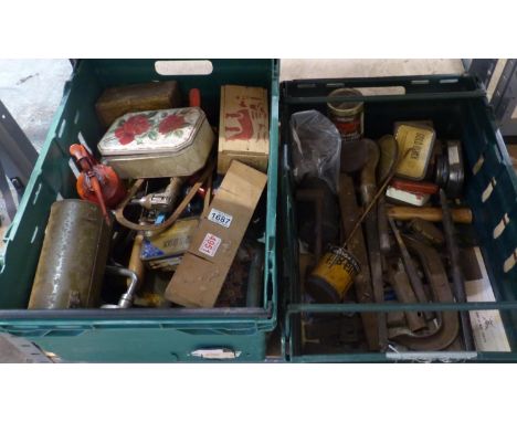 Two boxes of mixed tools including files. Not available for in-house P&amp;P, contact Paul O'Hea at Mailboxes on 01925 659133