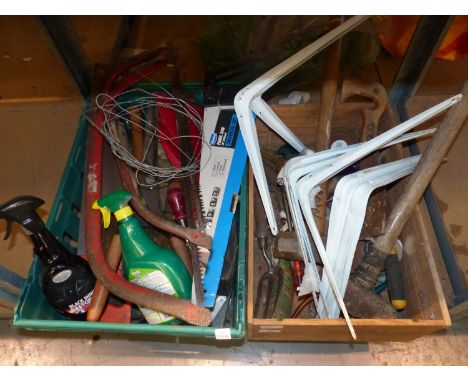Two boxes of mixed tools to include sledge hammers. Not available for in-house P&amp;P, contact Paul O'Hea at Mailboxes on 01