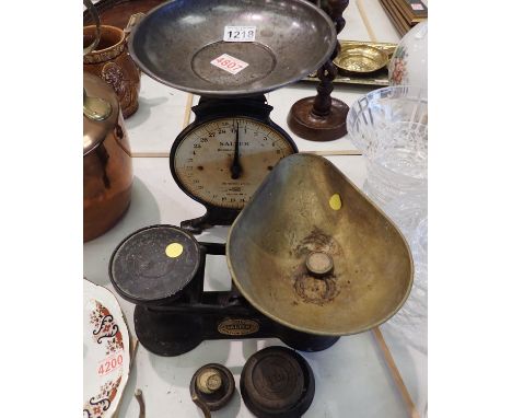 Two sets of Salter scales and weights. Not available for in-house P&amp;P, contact Paul O'Hea at Mailboxes on 01925 659133 