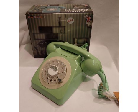 Mint green 1960/1970s style Rotary telephone, compatible with modern telephone banking and any standard analogue landline, bo