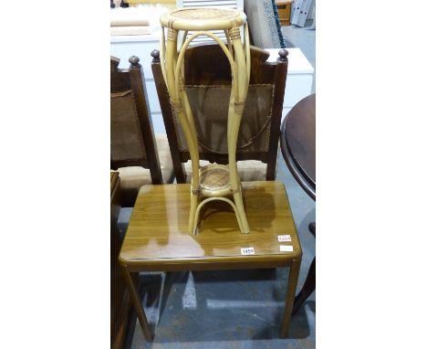 Two tier cane lamp table, H: 160 cm and a further side table. Not available for in-house P&amp;P, contact Paul O'Hea at Mailb