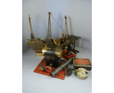 A Meccano engine and a Model ship A/F