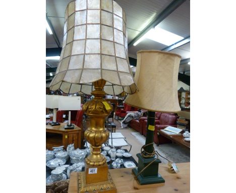A large Gilt lamp, and one other
