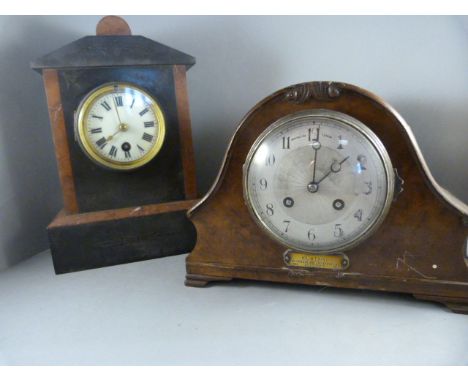A Marble mantle clock and one other