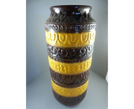 A West German tall brown and Orange ceramic Vase