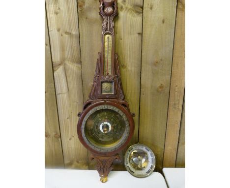 An Edwardian mahogany barometer and one other