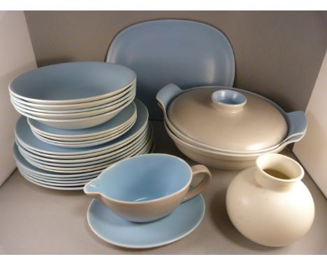 A Part Poole Pottery Twintone dinner service