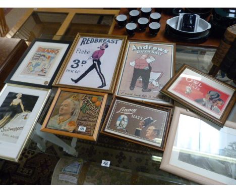 A quantity of framed vintage posters & Pictures (prints) to include Schweppes and Beano & Colyford railway