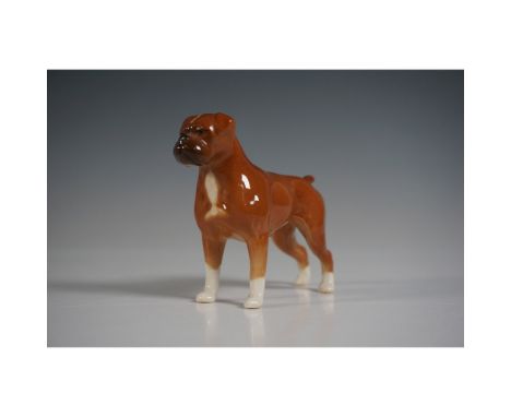 Beswick Boxer Dog figurine, model 1203, crafted from ceramic with a high-gloss finish, standing at 3"H. This piece showcases 